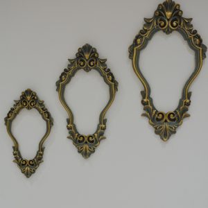 Baroque Ornamented Frames - Green shades Set of 3 pieces - Beech wood