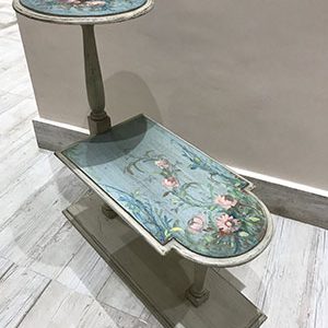 Two levels Vintage hand painted side table