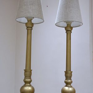 Wooden golden color table lamp