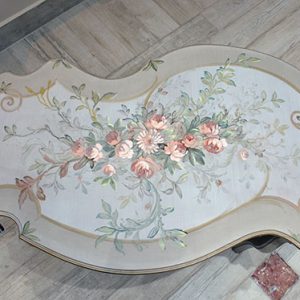 Shabby Chic Rococo design table with Rustic floral hand painting - golden shades
