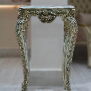 Ornamented Shabby Chic classic table with green shades