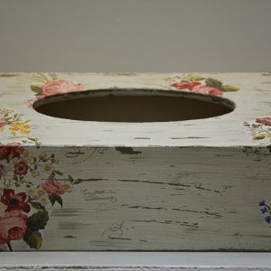 Flowers and roses tissue box cover Handmade decoupage art on wood 