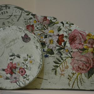 Flowers and roses Pencil box Hand made decoupage art on wood