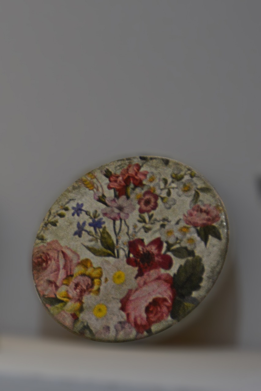 Flowers coasters Hand made decoupage art on wood