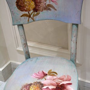 Wooden Shabby Chic Back chair - hand painted Brown design